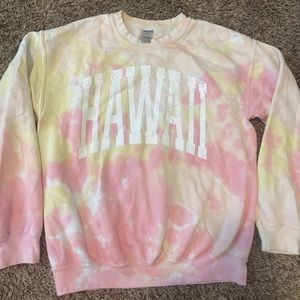 Hawaii tie-dye (pink, yellow and white) crewneck!